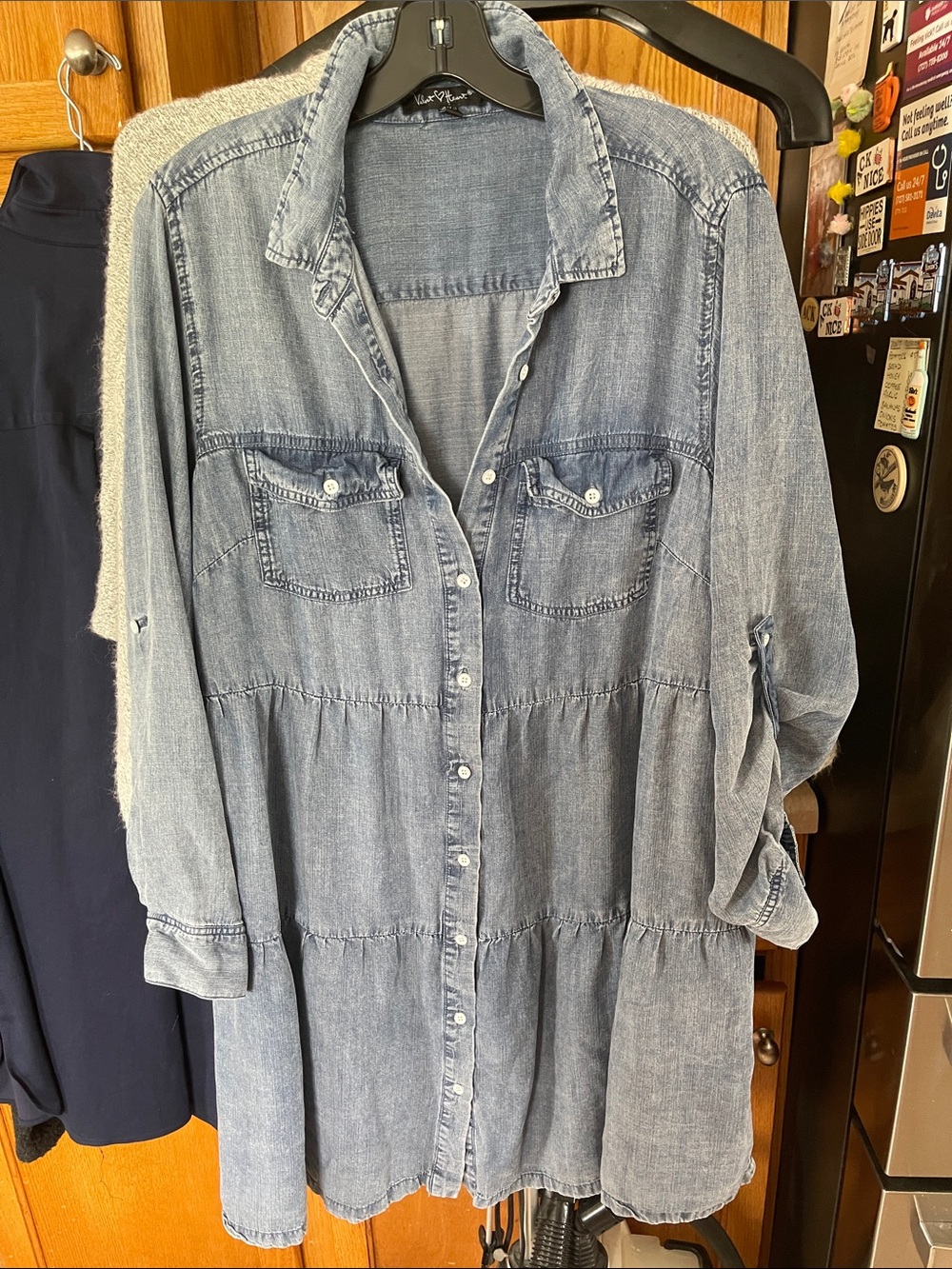 Velvet Heart Ligthweight Denim Dress Ruffled Layered 1X